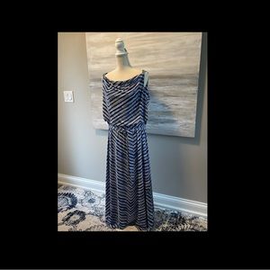 CALVIN KLEIN XL Maxi dress with silver adornment at shoulder.